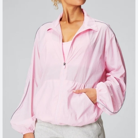 Fabletics Flyweight Oversized Windbreaker Jacket Pink XXL/1X Lightweight - Picture 1 of 13
